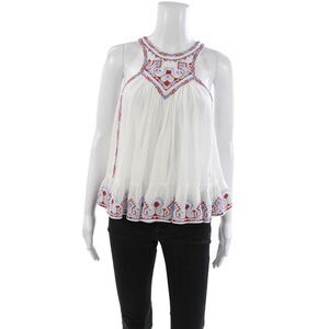 Marant Etoile Women Tunic Blouse Sleeveless White Geometric Size 34